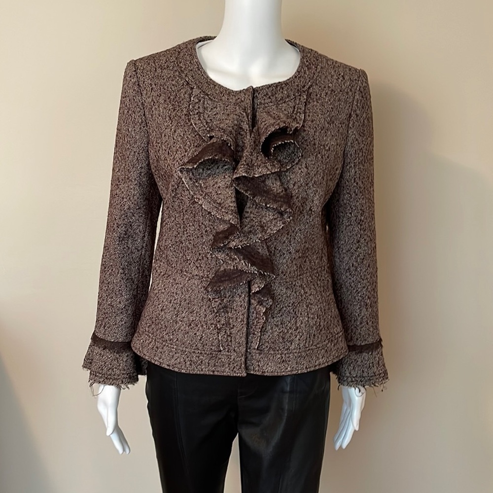 PHILIPPE ADEC ruffle fitted jacket. Sz US 6.